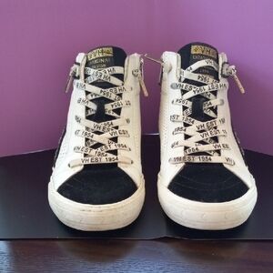 Vintage Havana Black and White High Top Sneakers